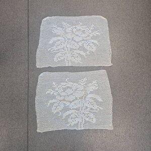 Crochet, Vintage White Cotton Pillow Covers (2) 20" x 15"